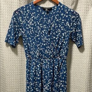 Midi modest Navy Floral Dress